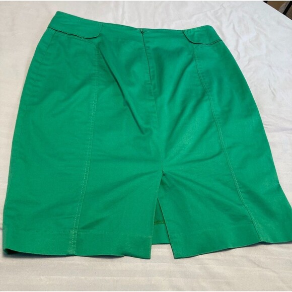 New York & Company Stretch Cotton Pencil Skirt Emerald Green Office Siren Size 2 - Picture 2 of 12